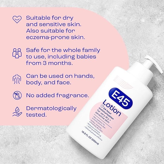 E45 Moisturising Lotion Pump Dispenser 500ml