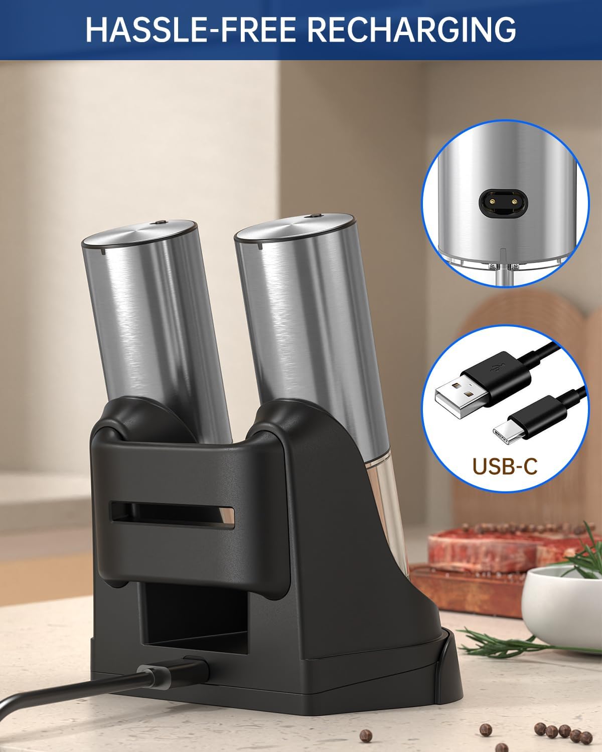 CIRCLE JOY Electric Salt & Pepper Grinder Set