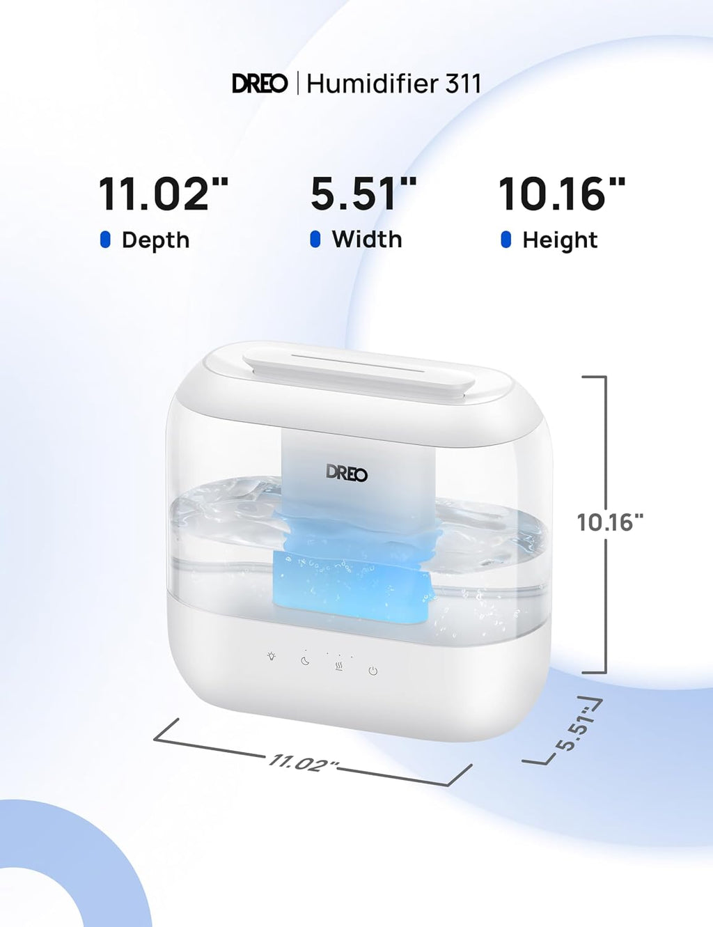 DREO Humidifier for Bedroom Baby 4L