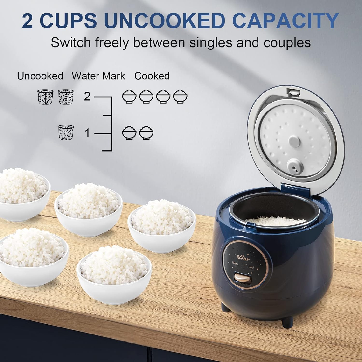 Bear Small Rice Cooker 4 Cup 2L