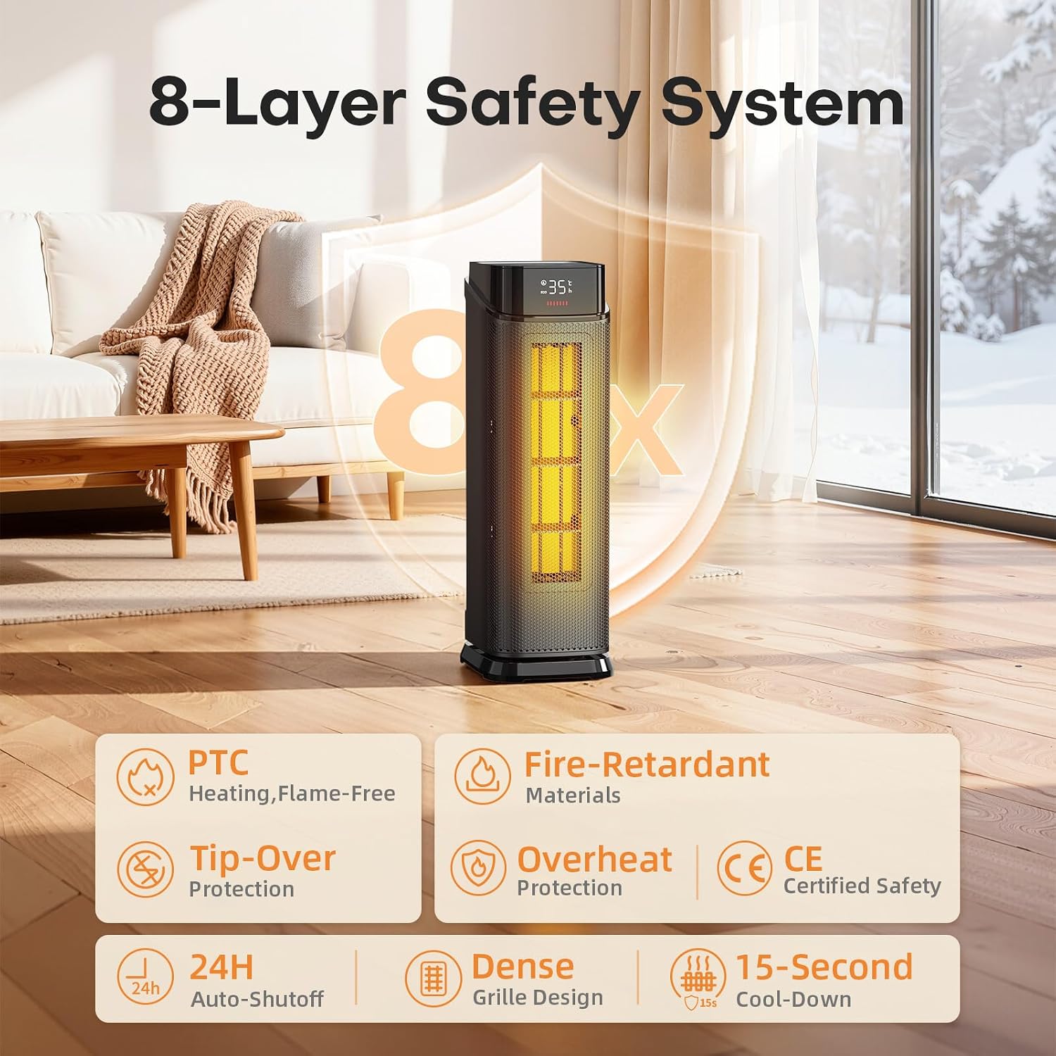QEXREED Heater 1500W PTC Electric