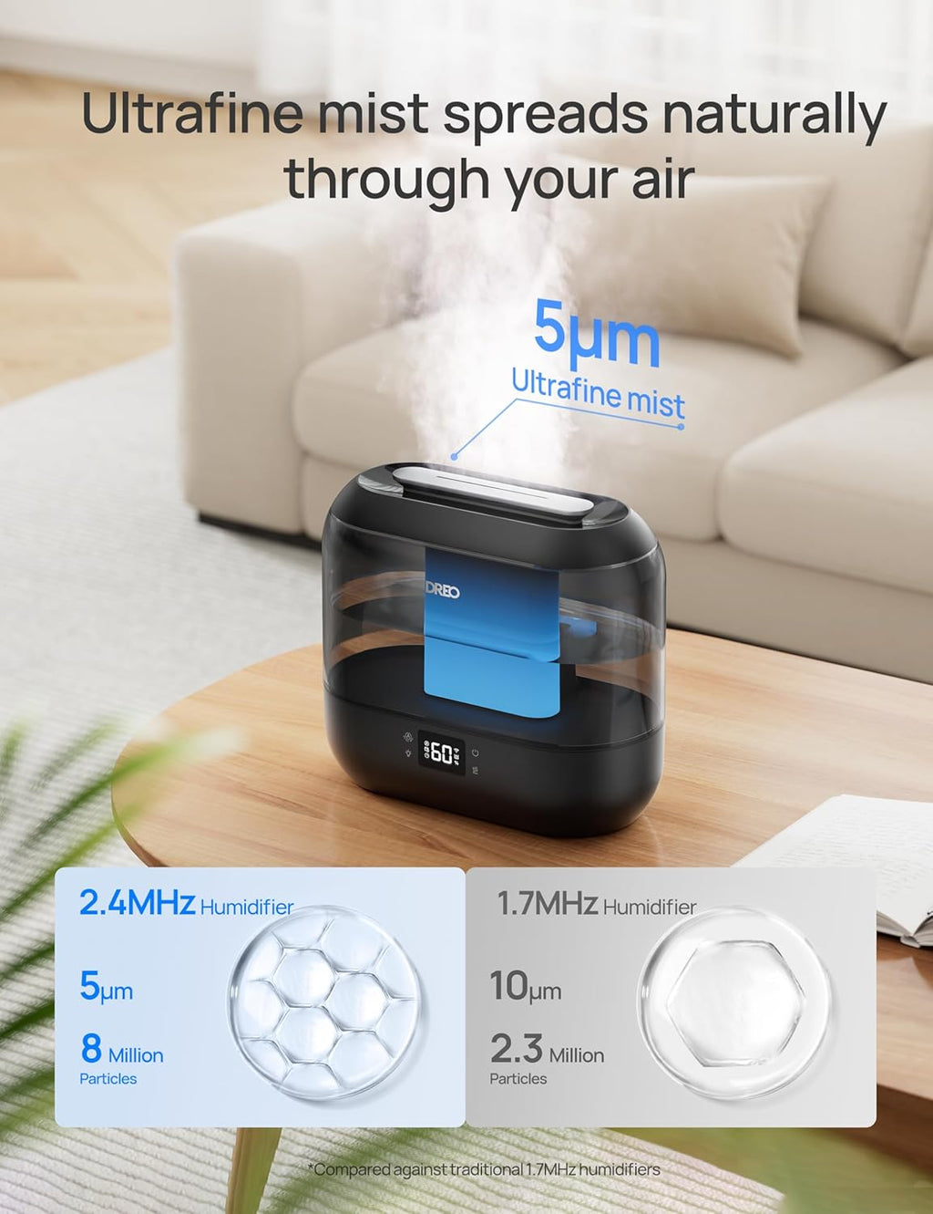 DREO Humidifier for Bedroom Baby 4L