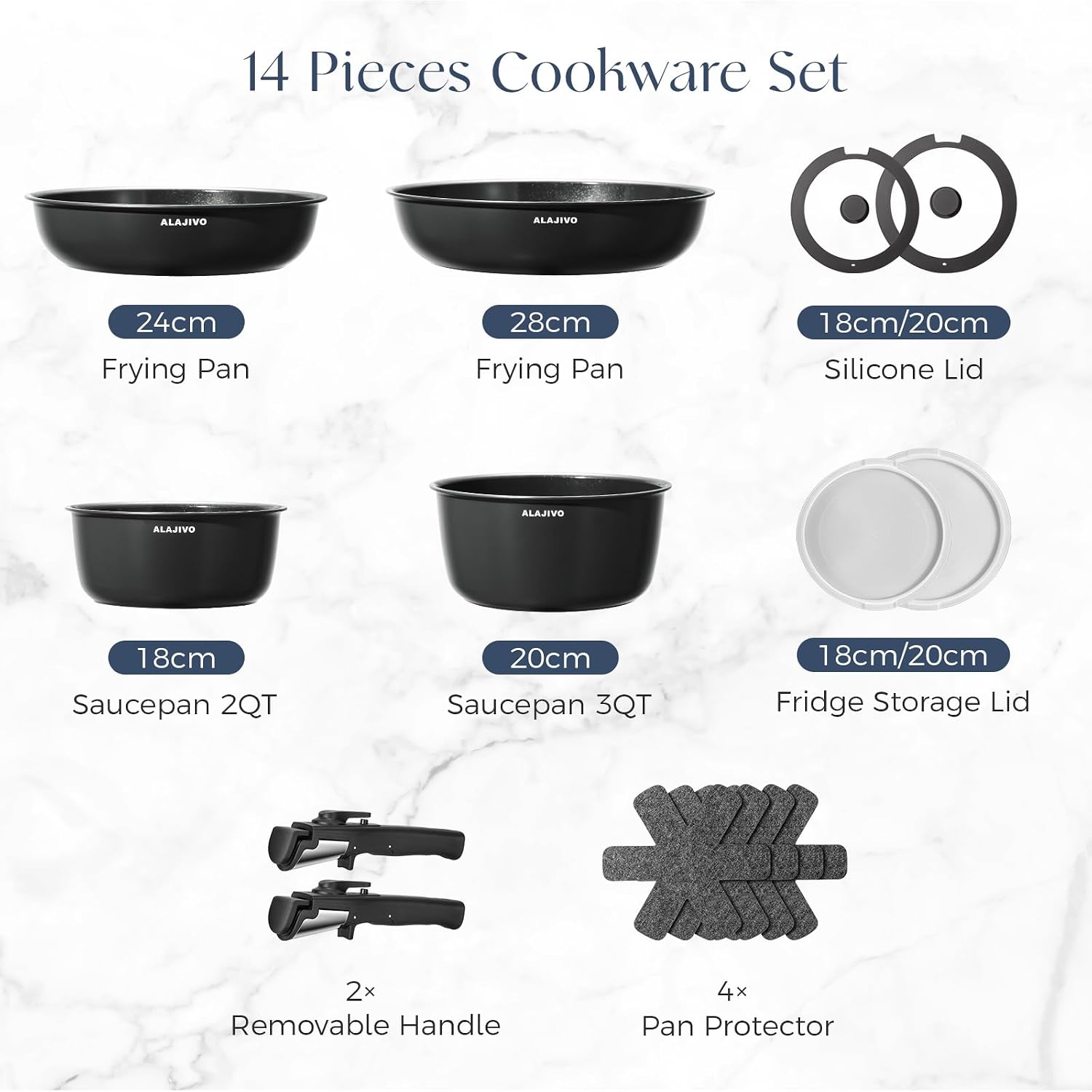 Non Stick Pots and Pans Set 17 Piece