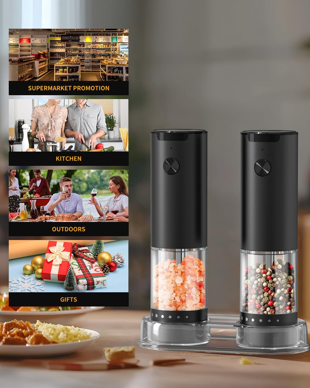 CIRCLE JOY Electric Salt & Pepper Grinder Set