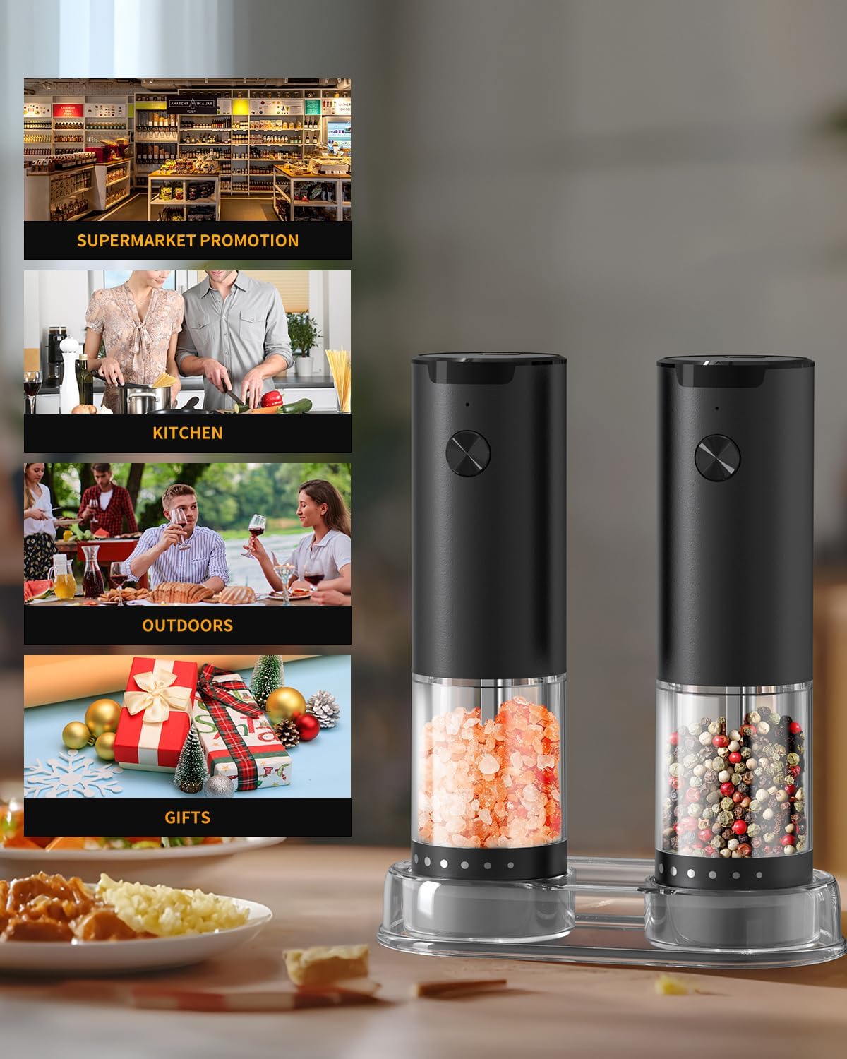 CIRCLE JOY Electric Salt & Pepper Grinder Set