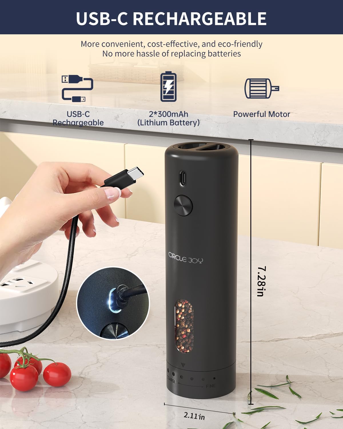 CIRCLE JOY Electric Salt & Pepper Grinder Set
