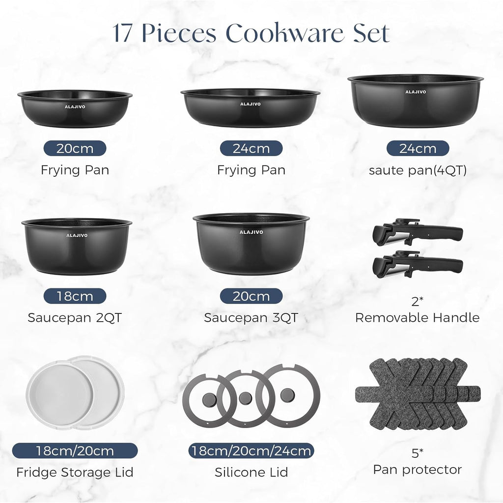 Non Stick Pots and Pans Set 17 Piece