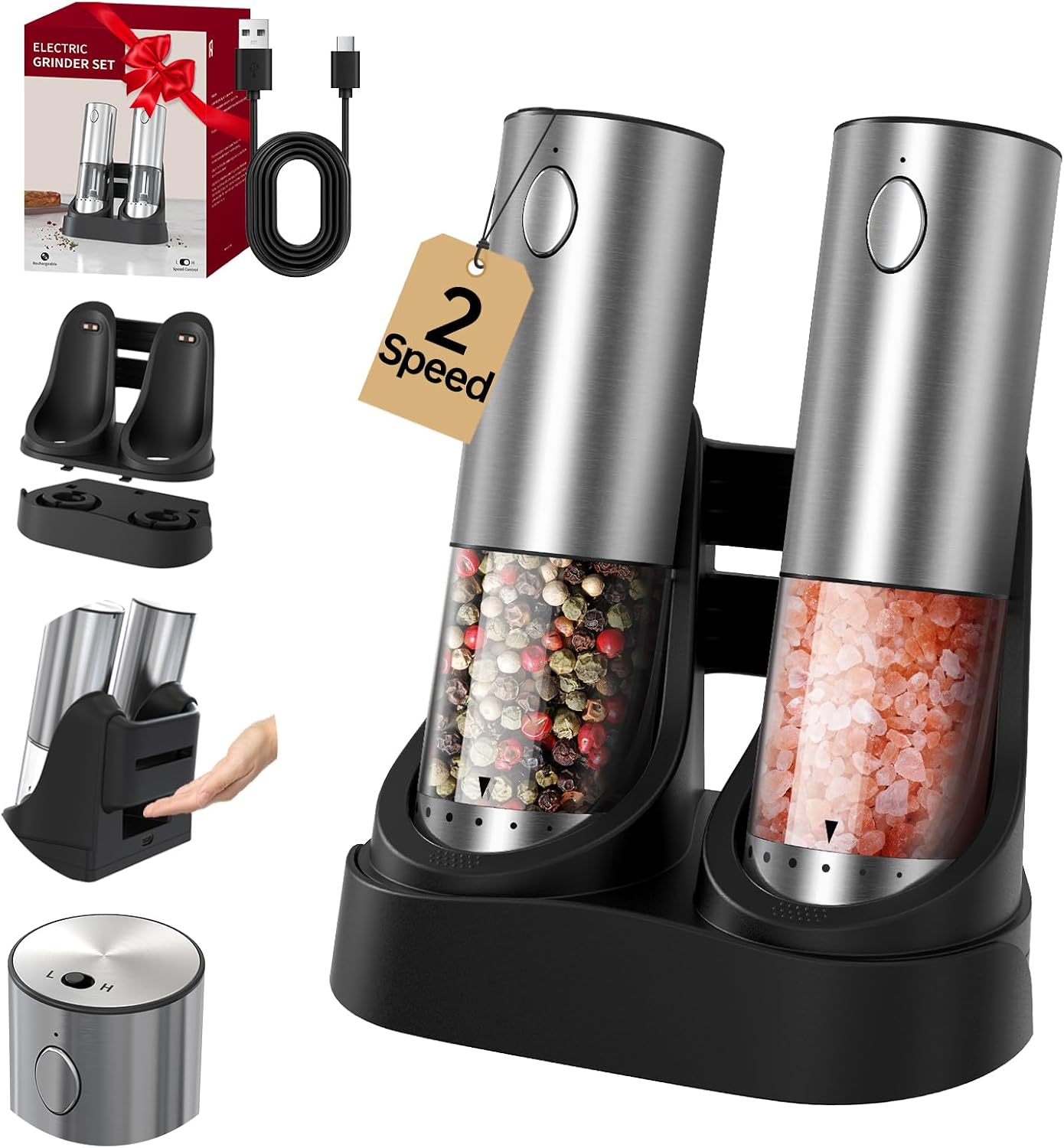 CIRCLE JOY Electric Salt & Pepper Grinder Set