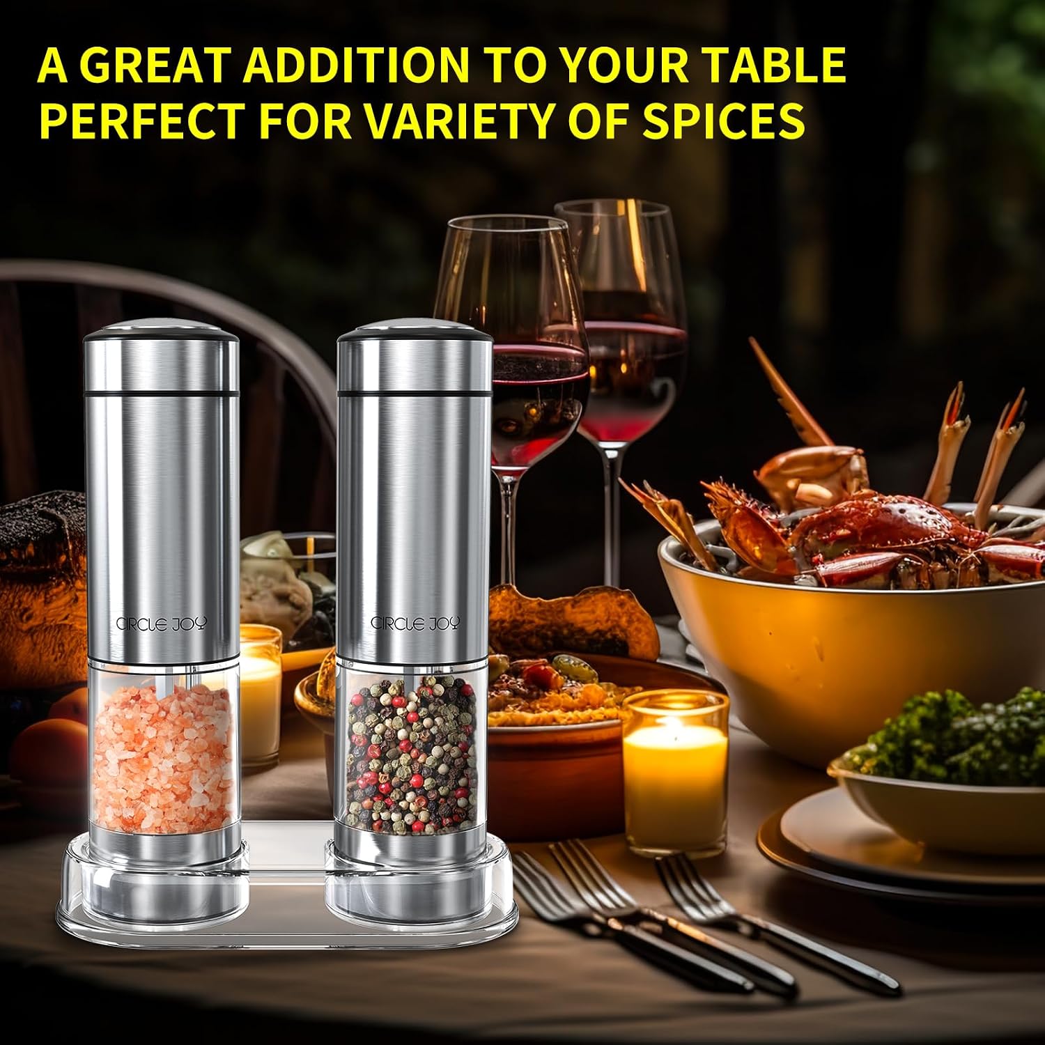 CIRCLE JOY Electric Salt & Pepper Grinder Set