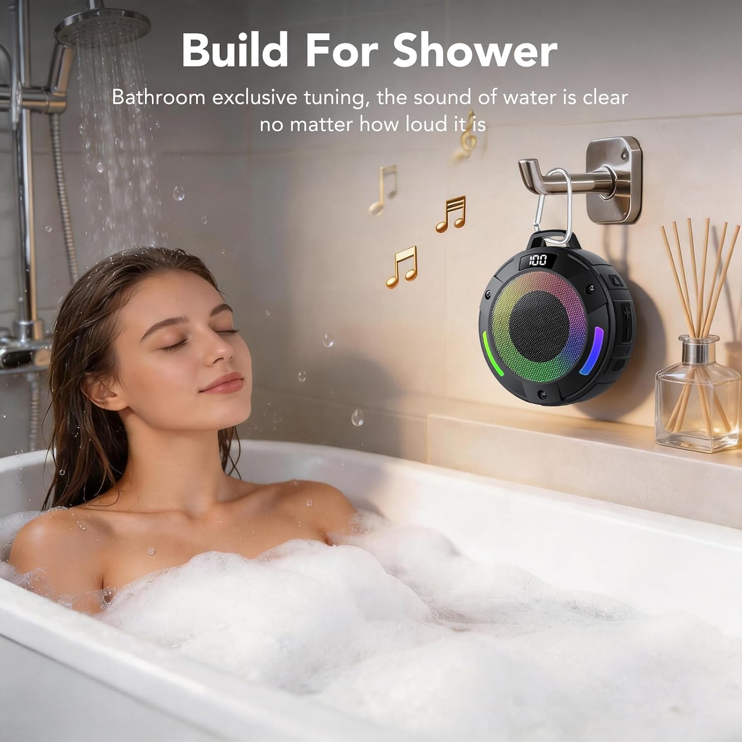 Bluetooth Shower Speaker with LED Light