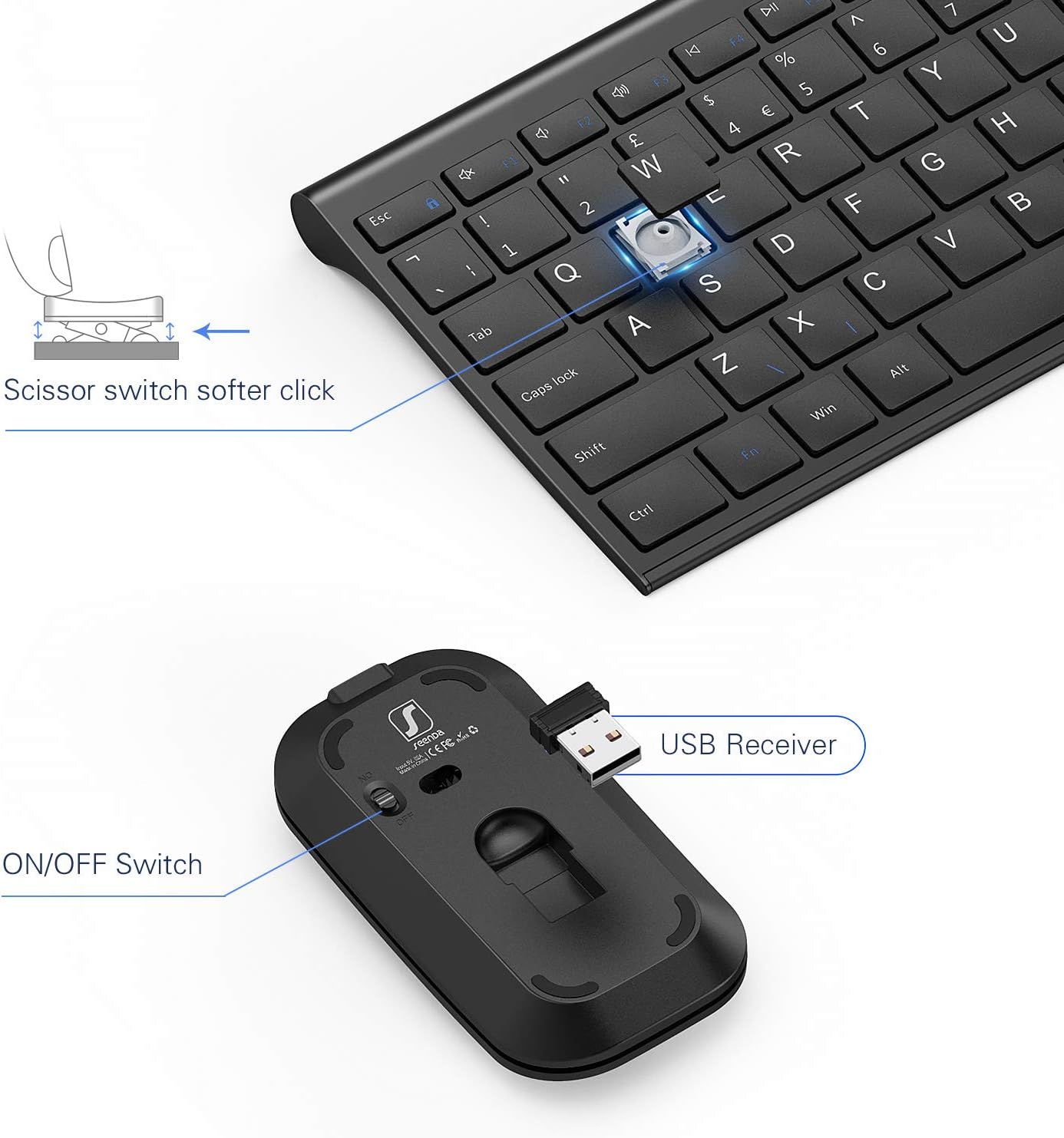 seenda Slim Wireless Keyboard & Mouse Set