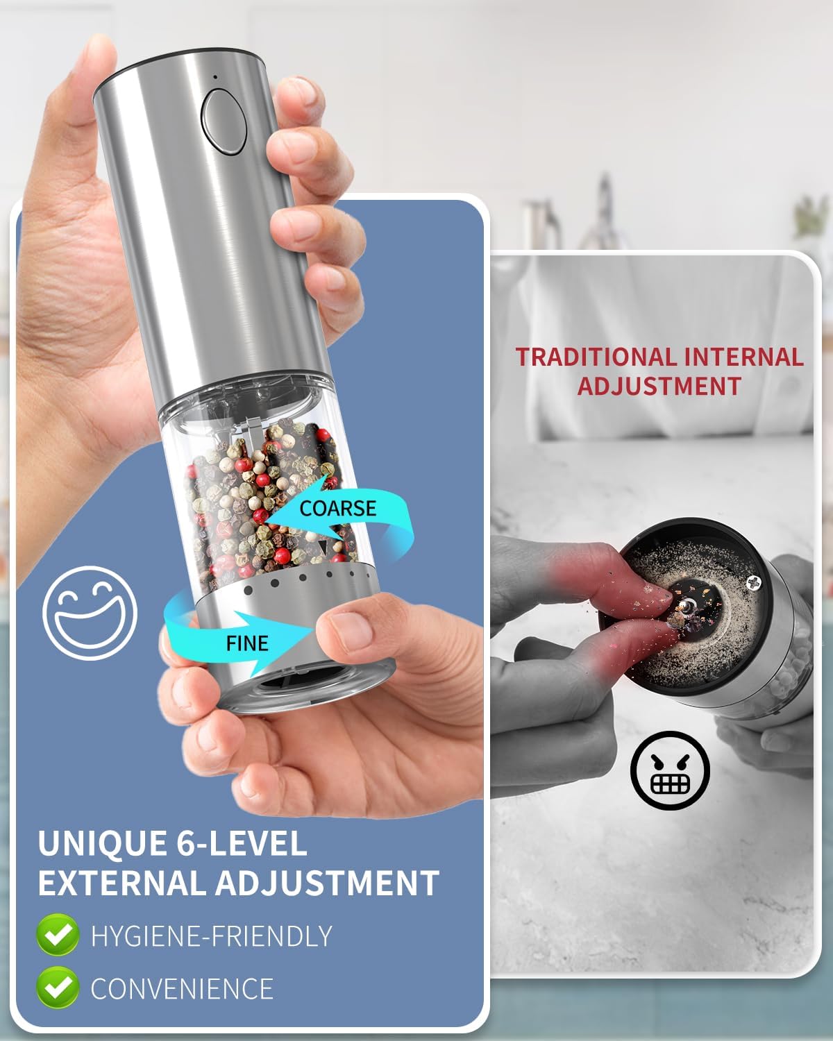 CIRCLE JOY Electric Salt & Pepper Grinder Set