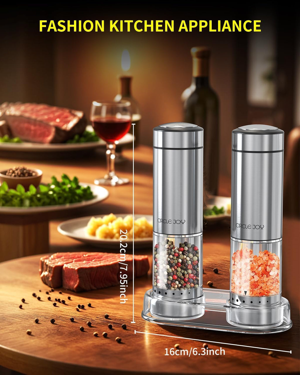 CIRCLE JOY Electric Salt & Pepper Grinder Set