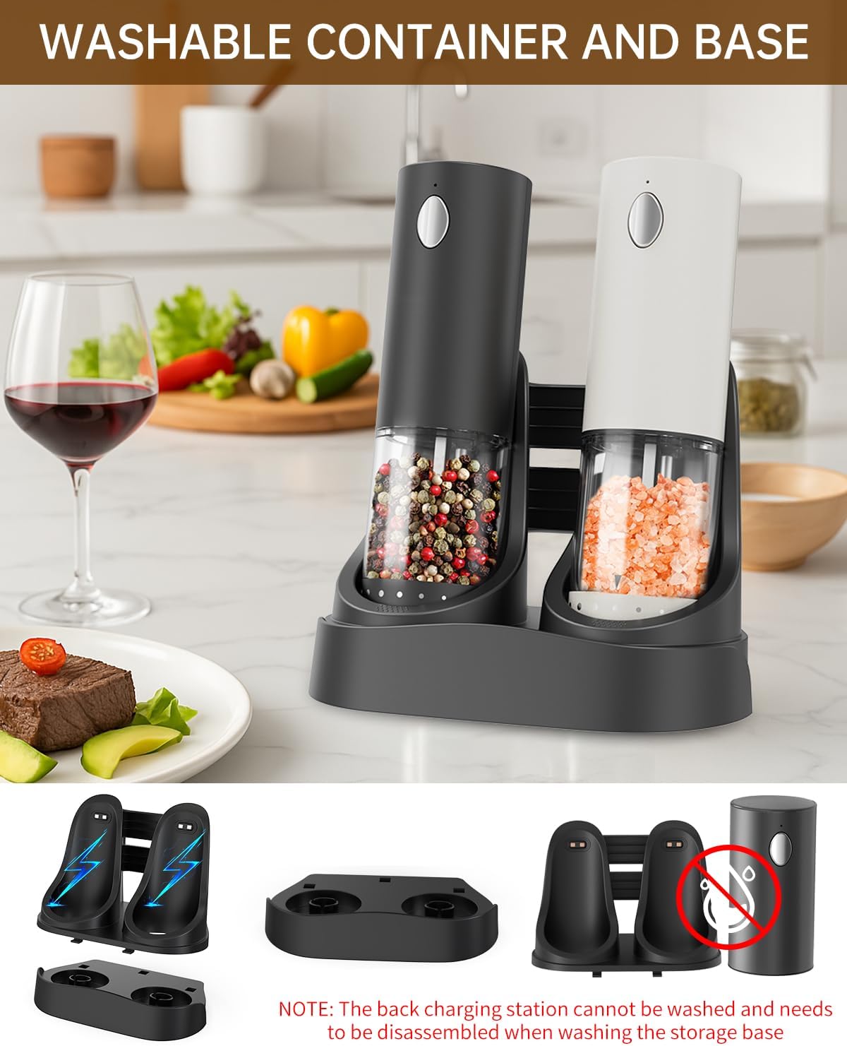CIRCLE JOY Electric Salt & Pepper Grinder Set