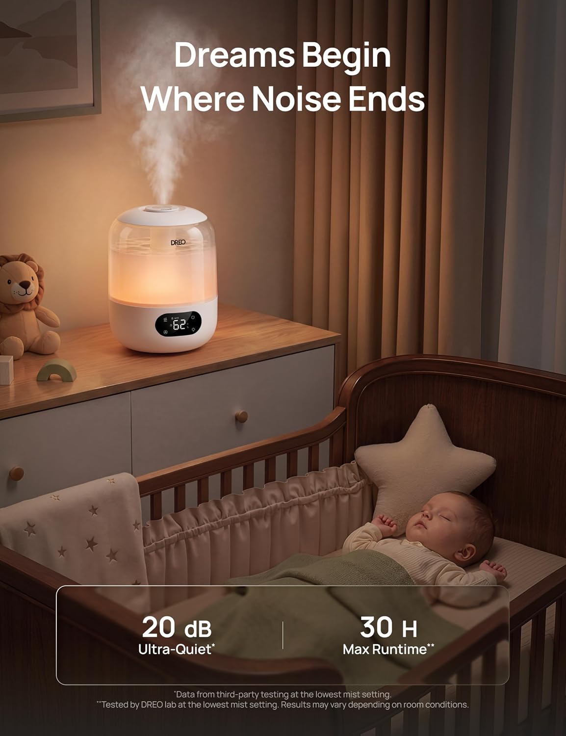Dreo Humidifier for Bedroom with Sensor