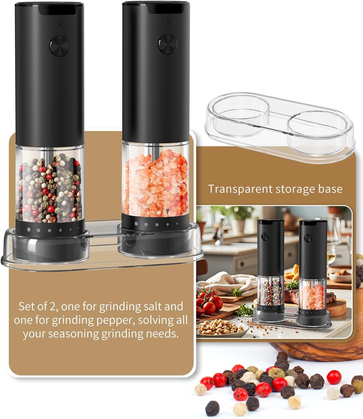 CIRCLE JOY Electric Salt & Pepper Grinder Set