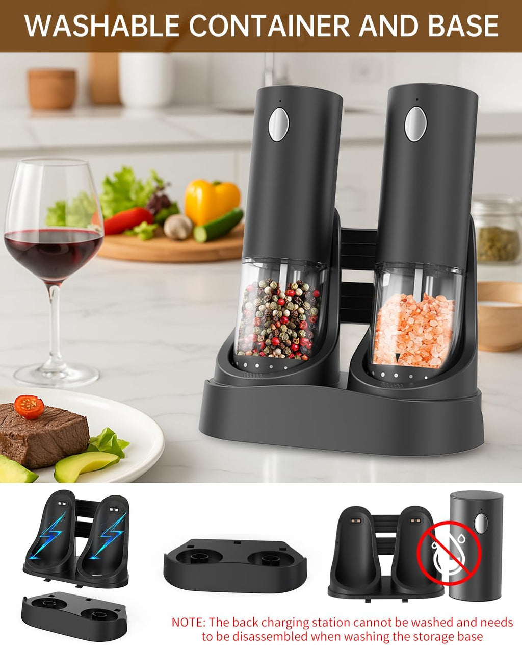 CIRCLE JOY Electric Salt & Pepper Grinder Set