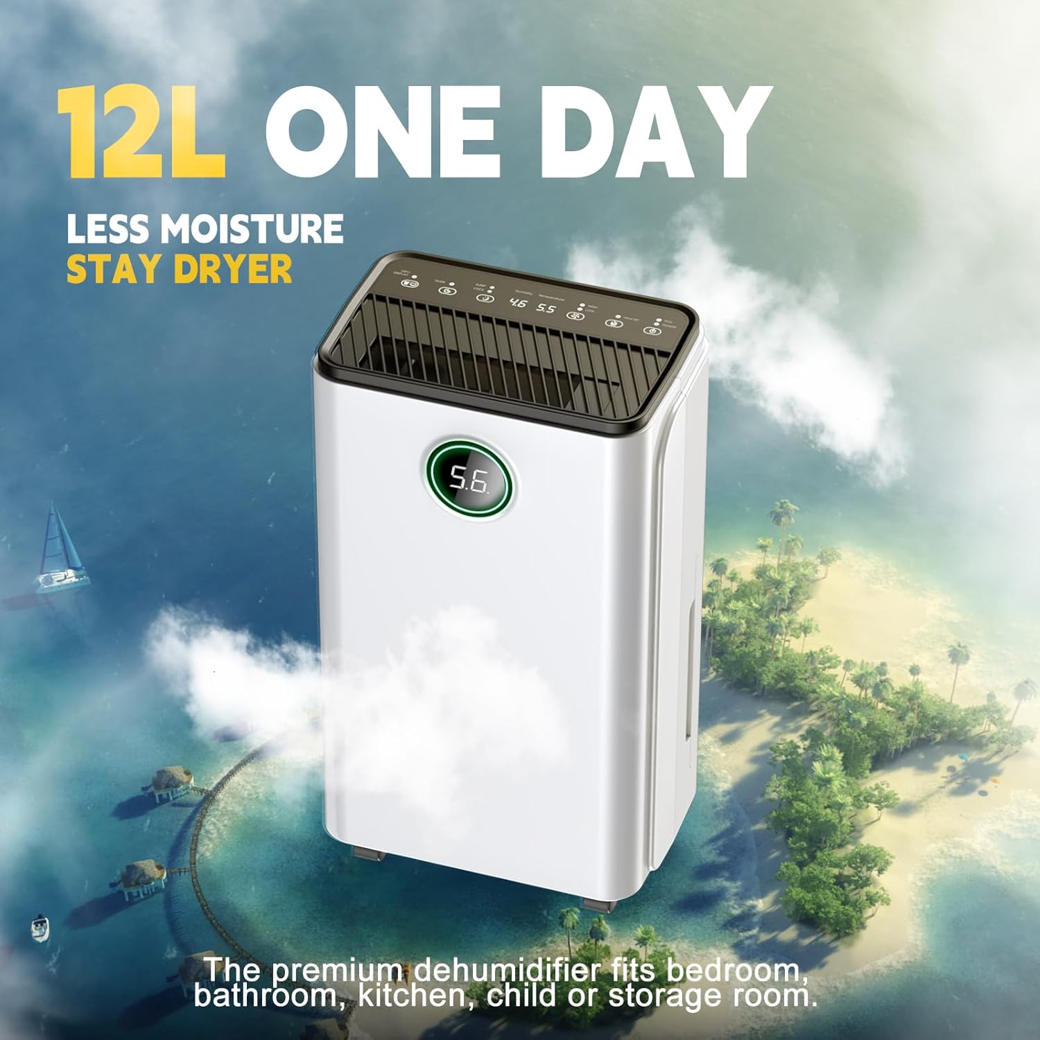 12L/Day Dehumidifier for Home