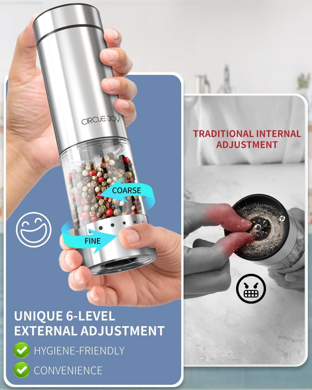 CIRCLE JOY Electric Salt & Pepper Grinder Set