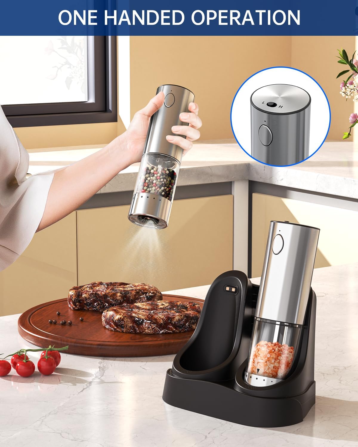 CIRCLE JOY Electric Salt & Pepper Grinder Set
