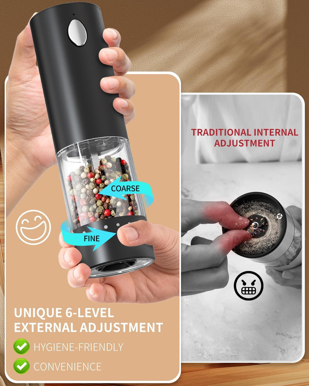 CIRCLE JOY Electric Salt & Pepper Grinder Set