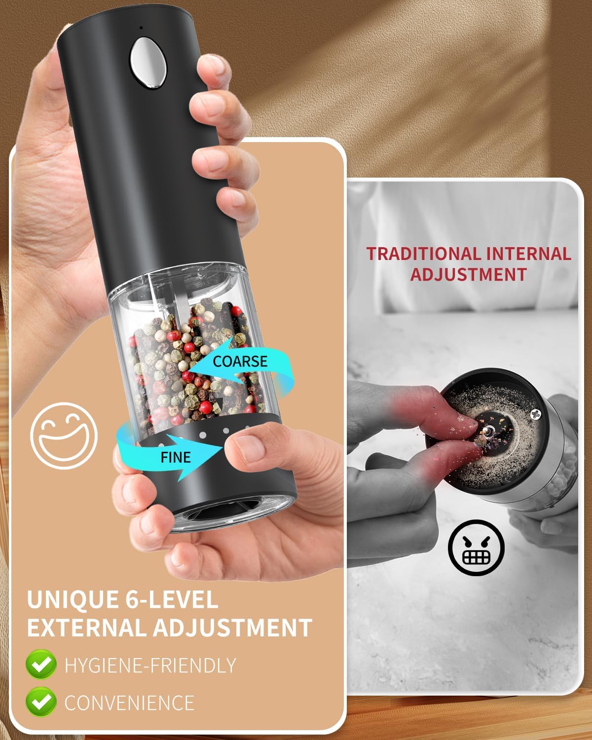 CIRCLE JOY Electric Salt & Pepper Grinder Set