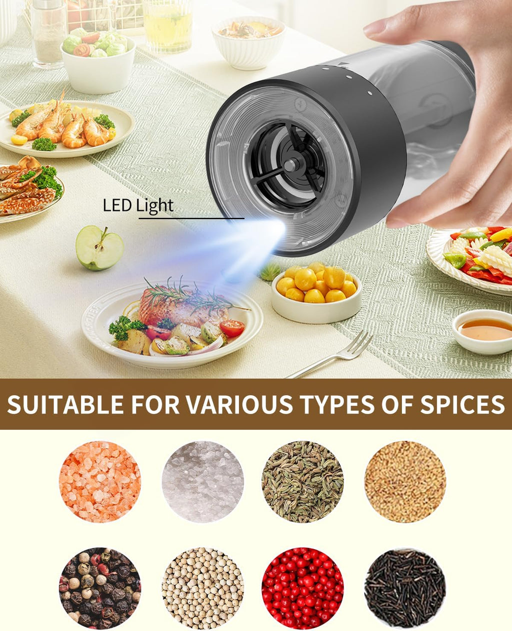 CIRCLE JOY Electric Salt & Pepper Grinder Set