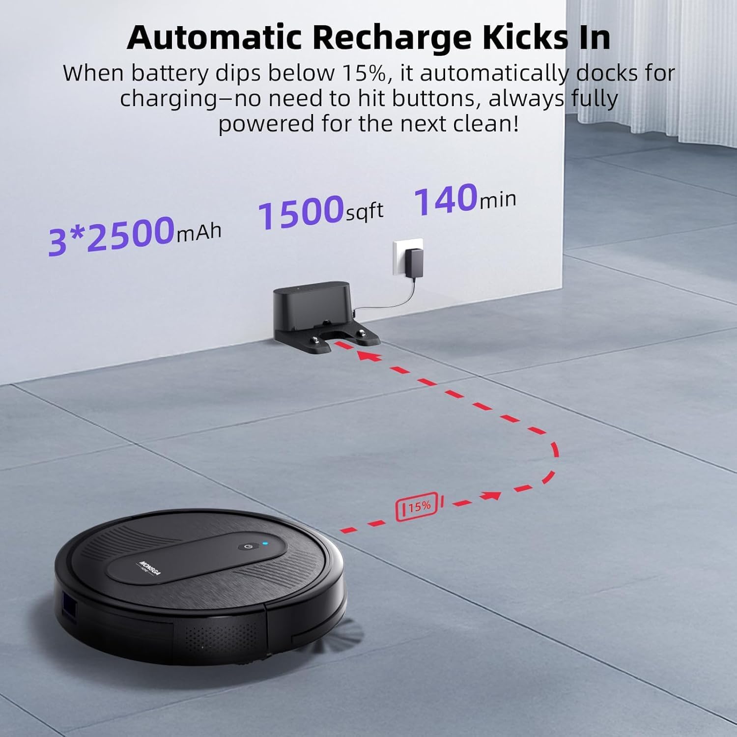 MONSGA Robot Vacuum Cleaner with Mop