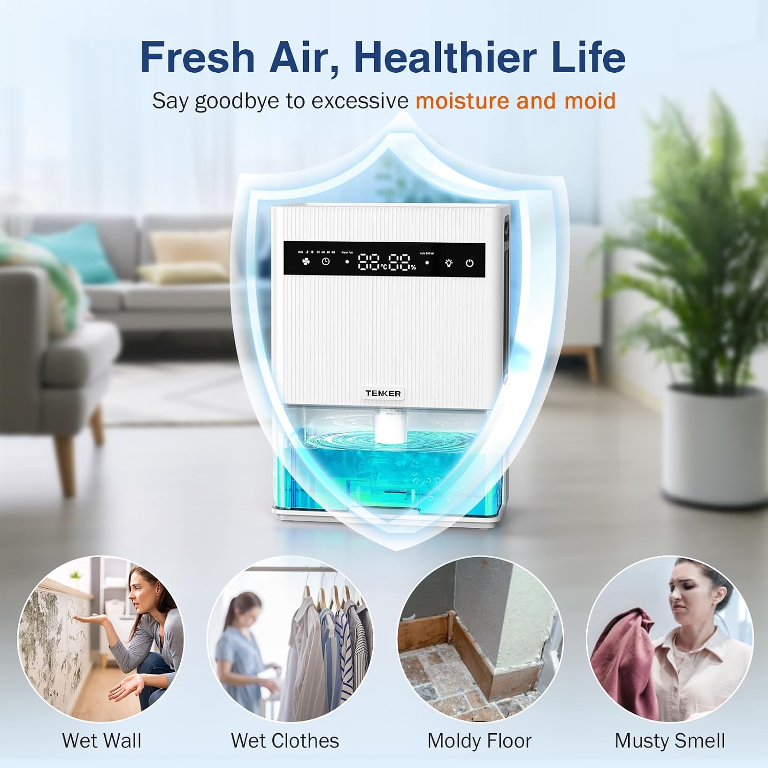 TENKER Dehumidifier for Home 3L