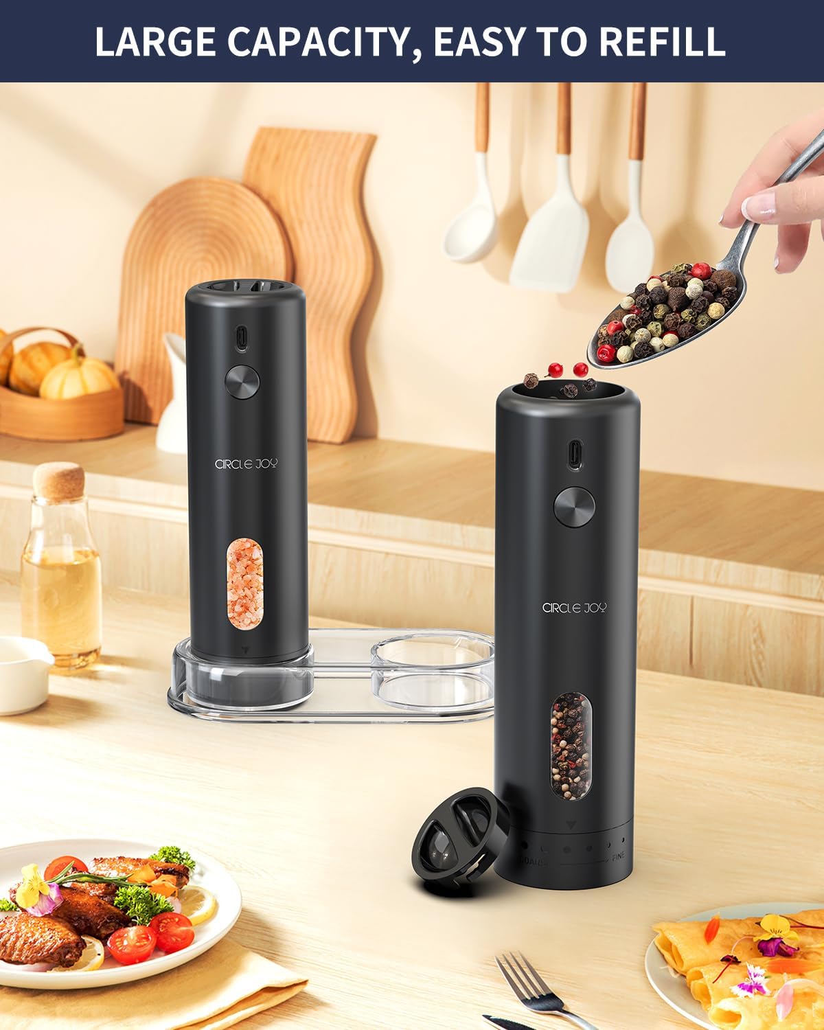 CIRCLE JOY Electric Salt & Pepper Grinder Set