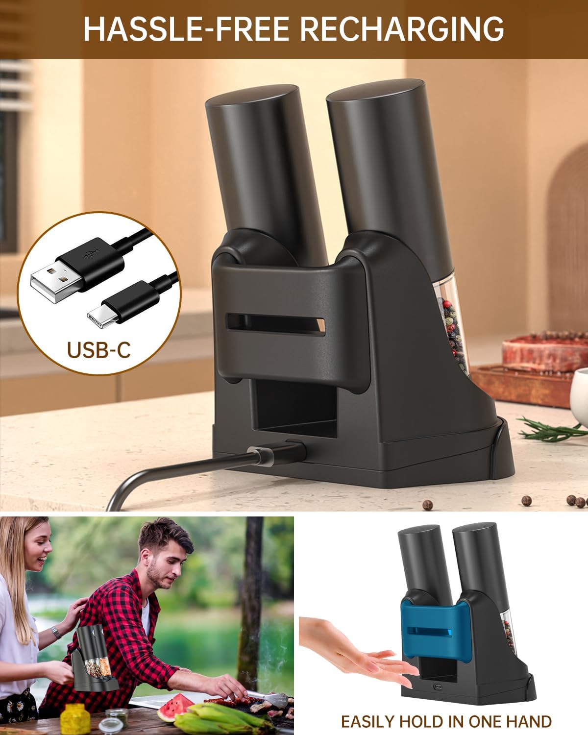 CIRCLE JOY Electric Salt & Pepper Grinder Set