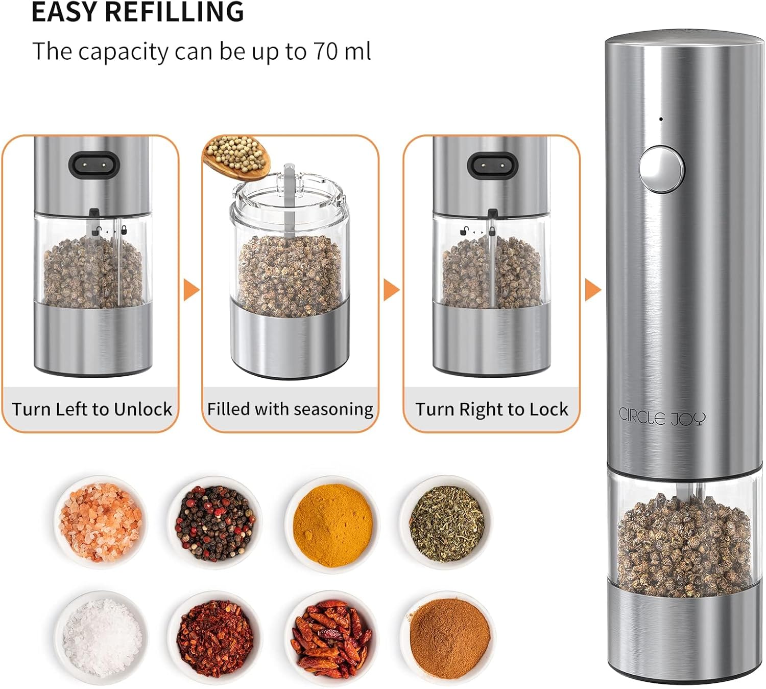 CIRCLE JOY Electric Salt & Pepper Grinder Set