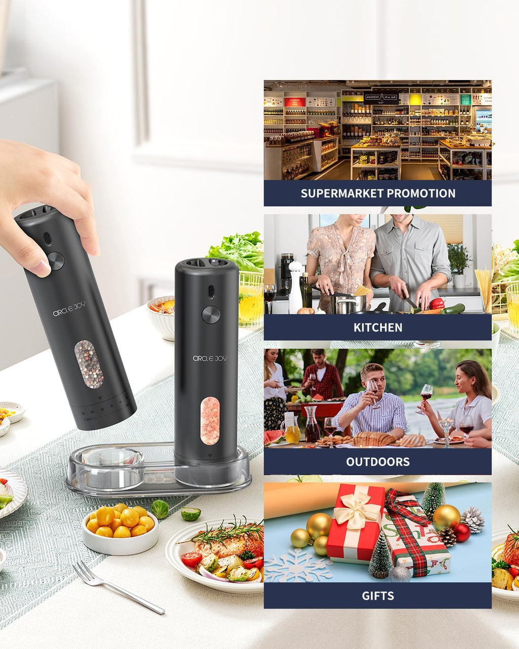 CIRCLE JOY Electric Salt & Pepper Grinder Set