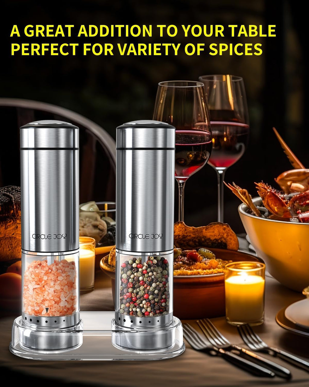 CIRCLE JOY Electric Salt & Pepper Grinder Set