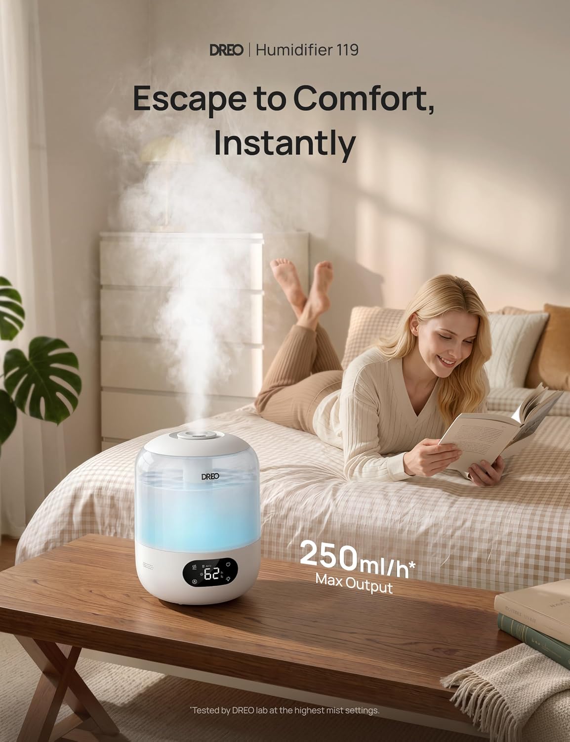 Dreo Humidifier for Bedroom with Sensor