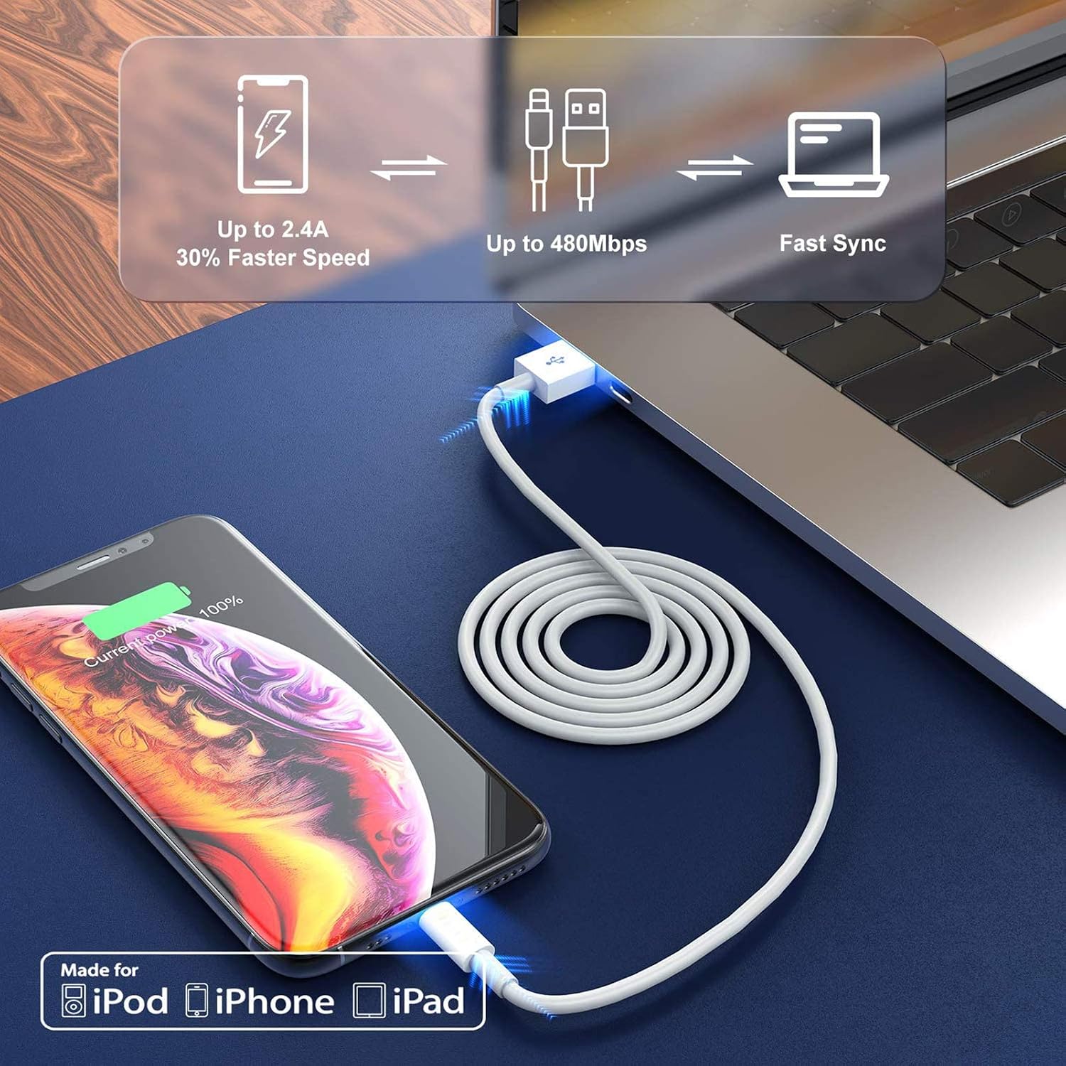 Apple MFi Certified iPhone Charger & Lightning Cable