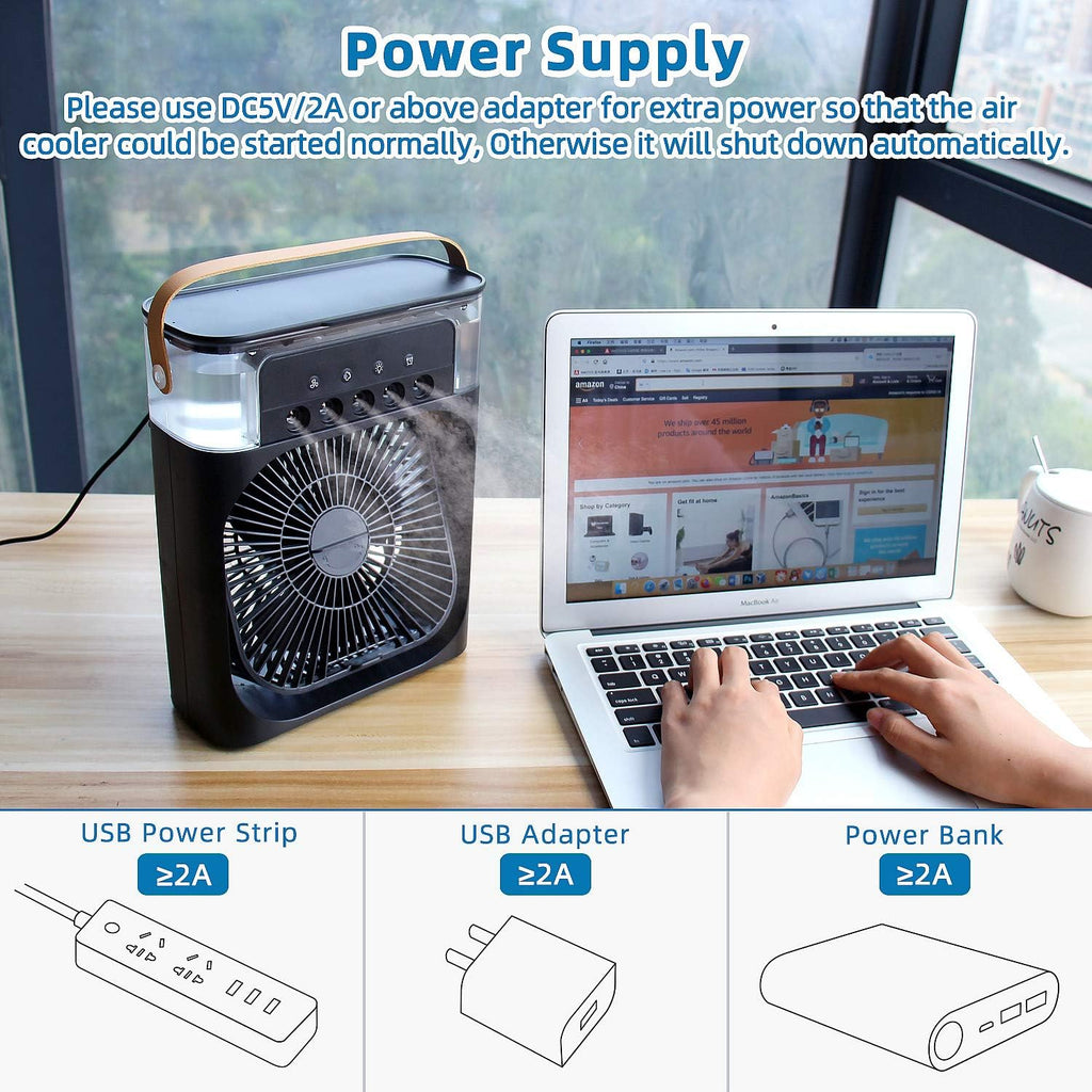NTMY Mini Air Cooler USB Desk Fan