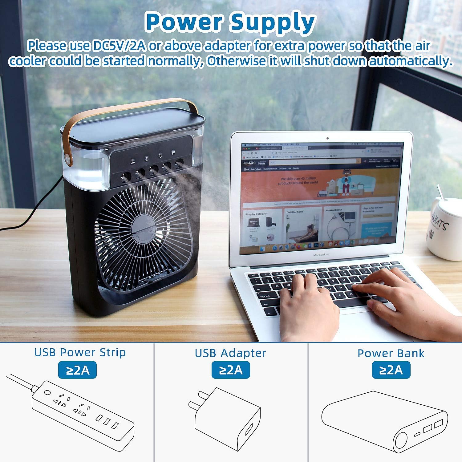 NTMY Mini Air Cooler USB Desk Fan