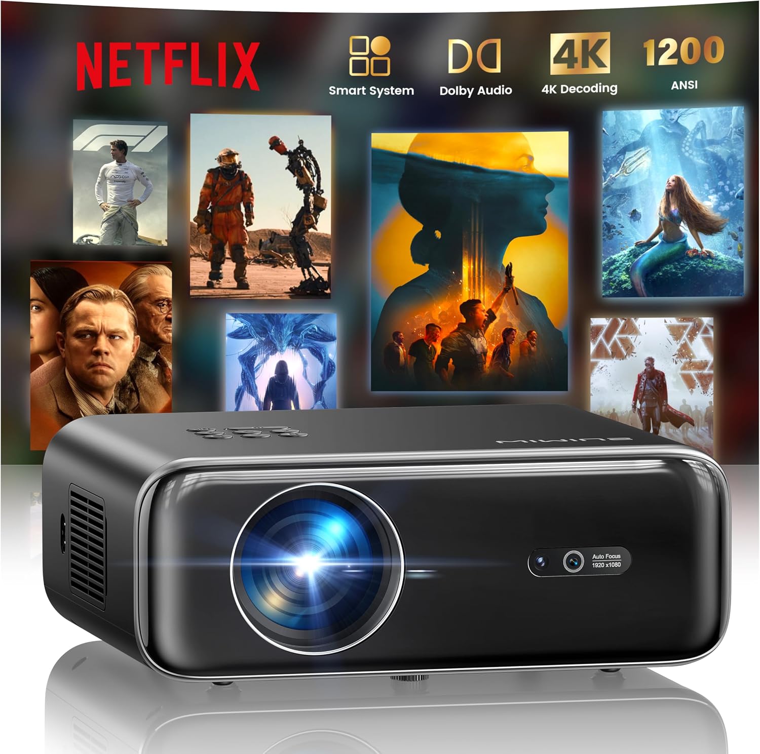 Smart 4K Projector 1400ANSI FHD 1080P