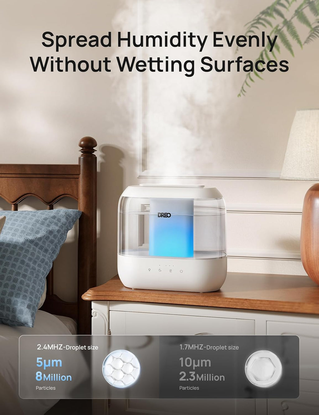 DREO Humidifier for Bedroom Baby 4L