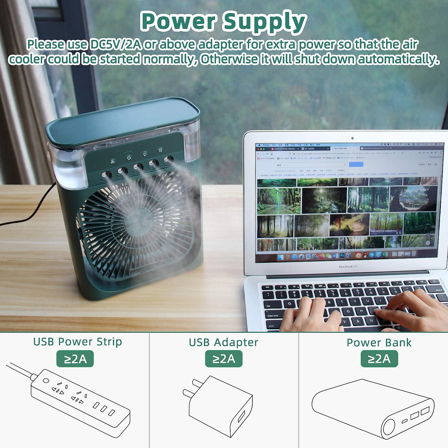 NTMY Mini Air Cooler USB Desk Fan