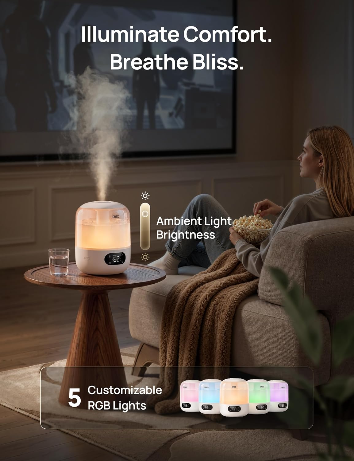 Dreo Humidifier for Bedroom with Sensor