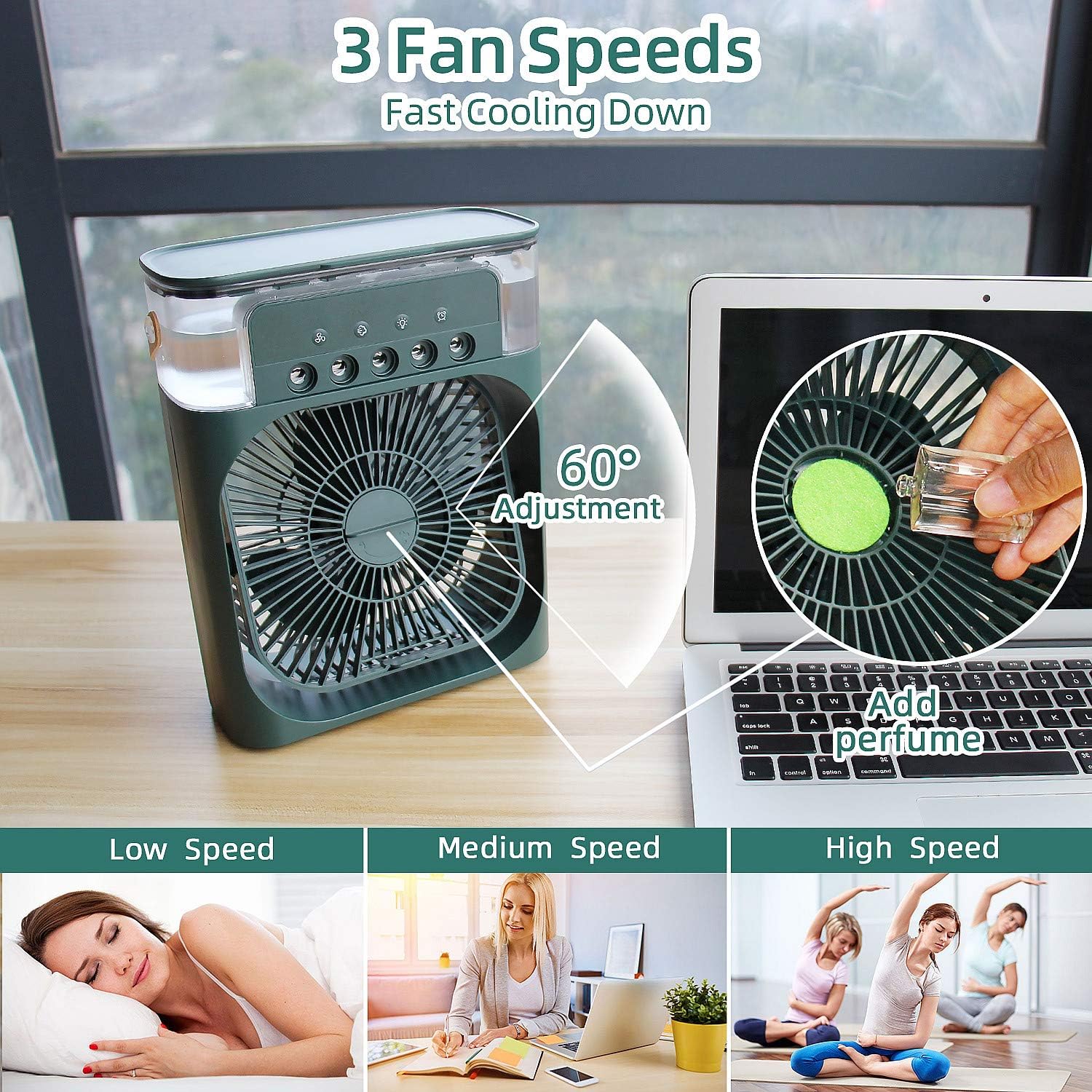 NTMY Mini Air Cooler USB Desk Fan