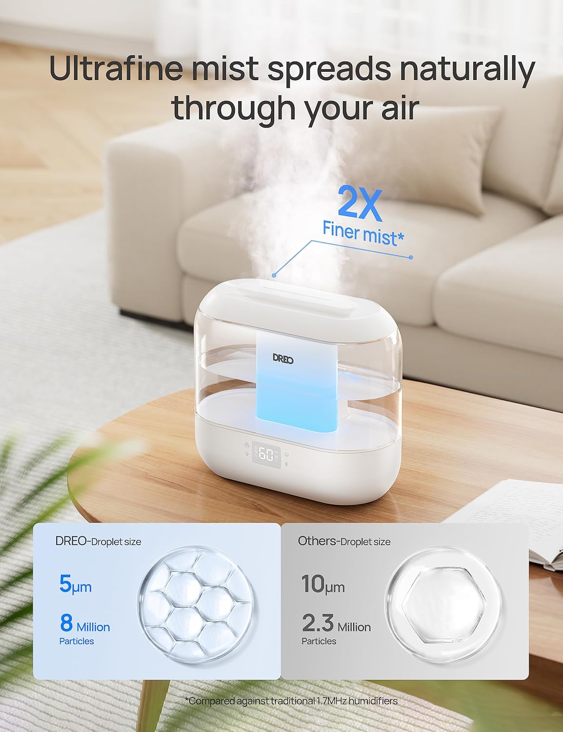 DREO Humidifier for Bedroom Baby 4L