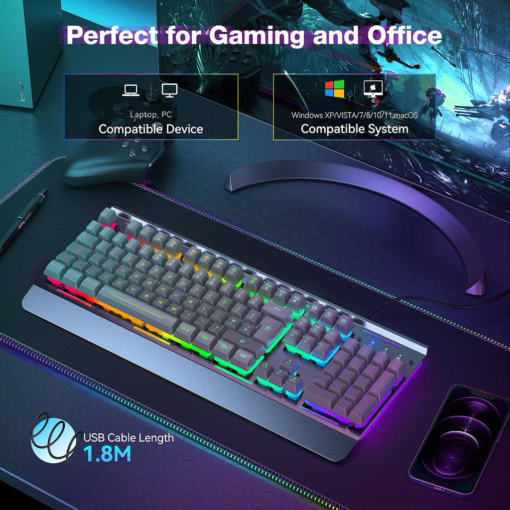 TECKNET RGB Gaming Keyboard UK Layout