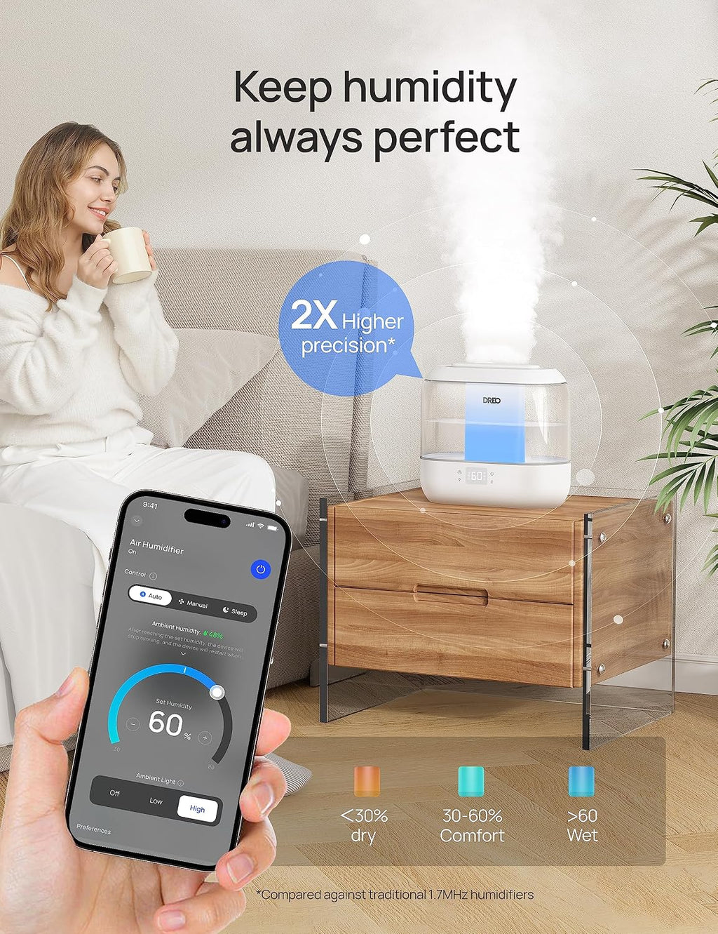 DREO Humidifier for Bedroom Baby 4L