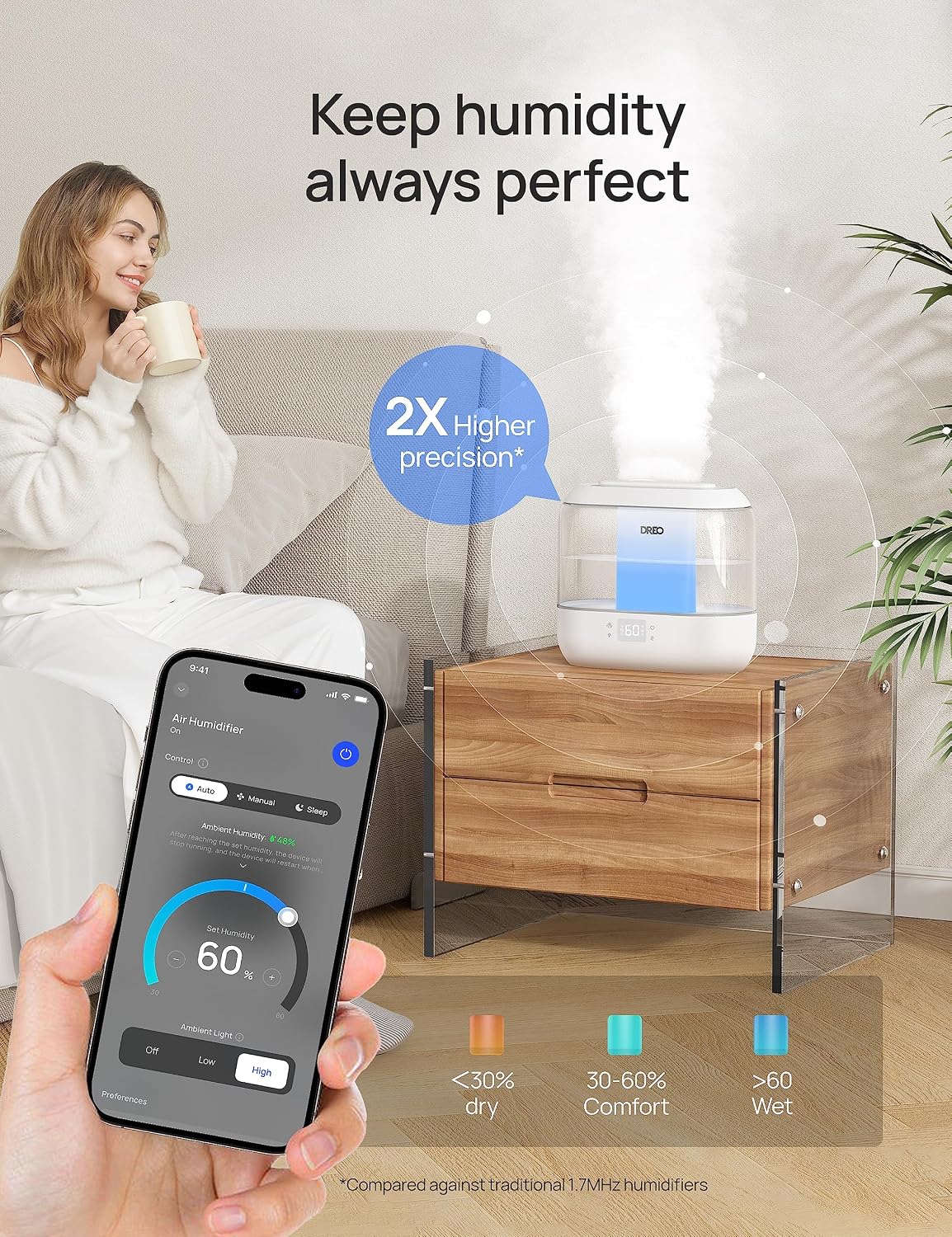 DREO Humidifier for Bedroom Baby 4L