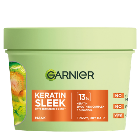 Garnier Keratin Sleek Hair Mask With Argan Oil For Frizzy & Dry Hair - 370ml