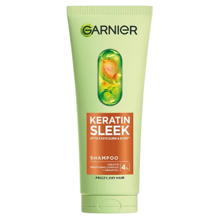 Garnier Keratin Sleek Shampoo With Argan Oil For Frizzy & Dry Hair - 200ml