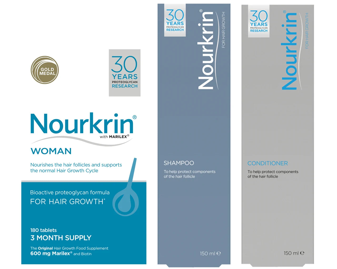 Nourkrin Woman 3 Month Supply (180 Tablets) + FREE Shampoo & Conditioner